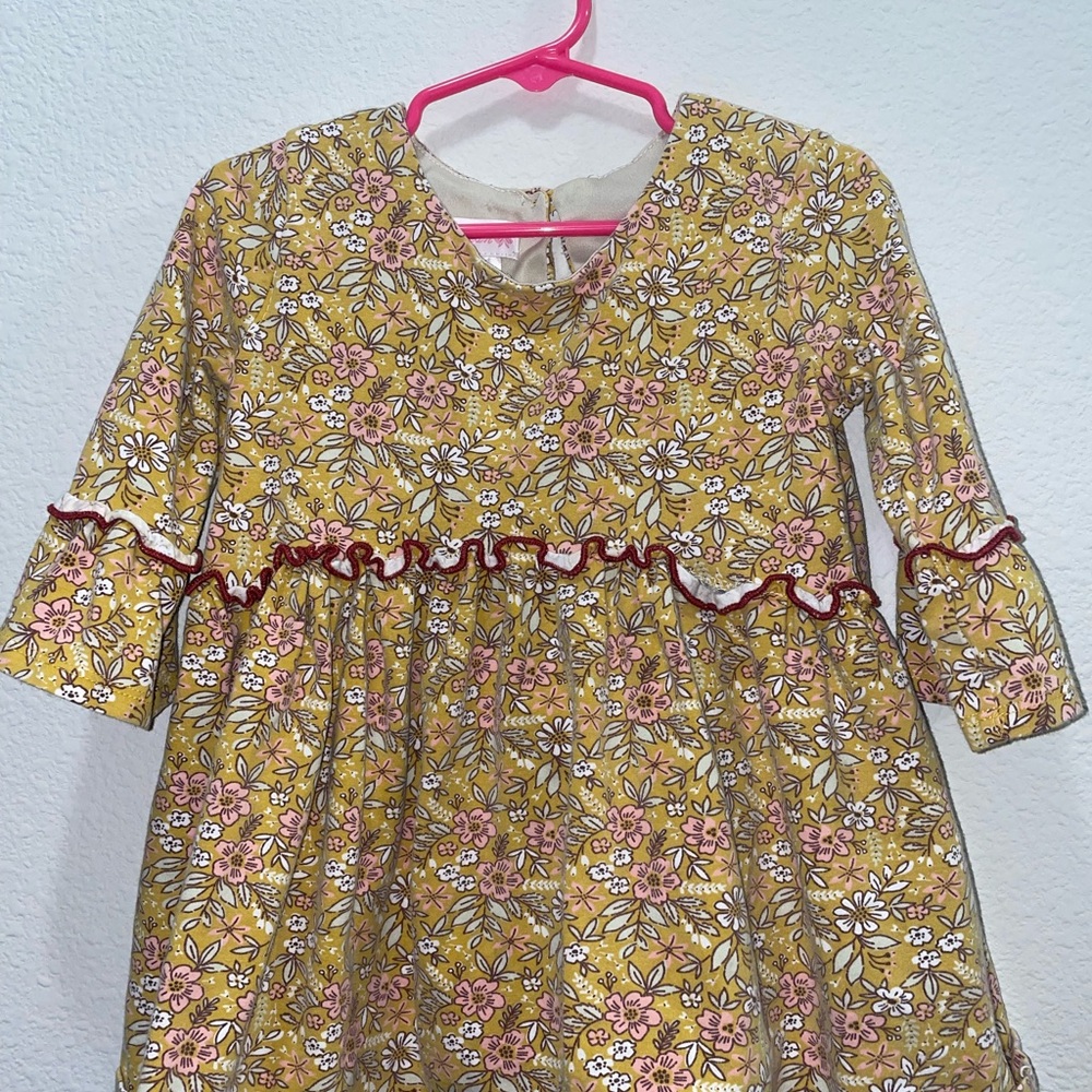 Bonnie Jean Floral Dress with Yellow and Pink Accents